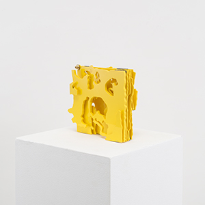 Sint Bartholomeusstraat 91 Part II, Antwerp, Belgium<br />Compressed PVC, Brass, Steel, Hinges<br />17 x 10.5 x 5 cm, 2024<br /><br /><br />