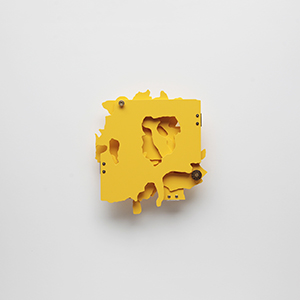 Gunma Prefectural Civic Center, Maebashi, Gunma, Japan<br />Compressed PVC, Brass, Steel, Hinges, Vintage Bobbin<br />23 x 25 x 4.5 cm, 2025<br />Private collection<br /><br />